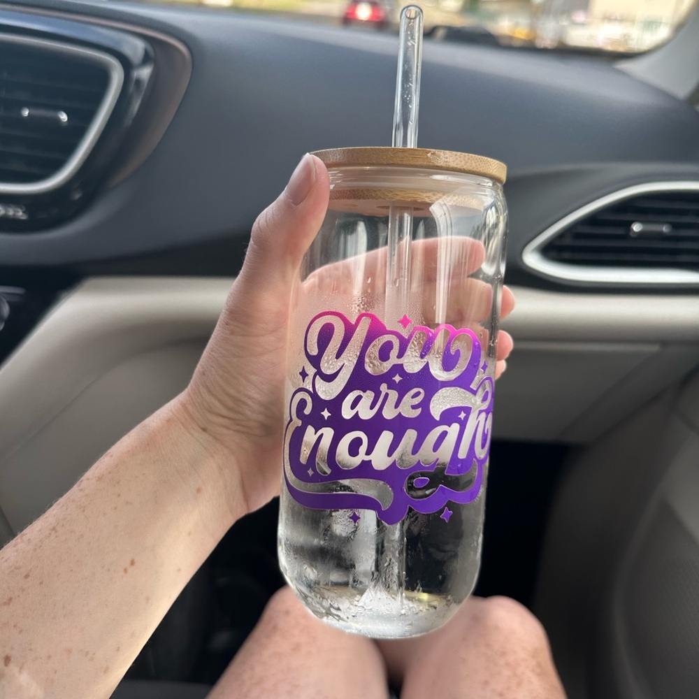 Affirmation cup| Libby cup| glass can cup| affirmations| cold activated vinyl